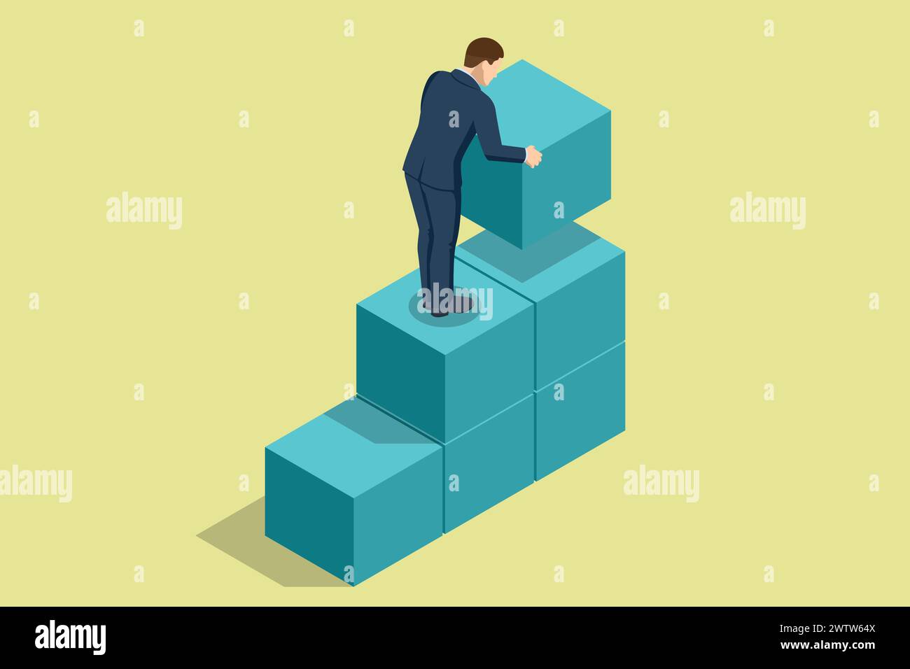 Isometric Career Growth. Creative idea, Start Up, Future Success. Business Arrow Target Direction. Success. Business Vision and Target. Way to Success Stock Vector