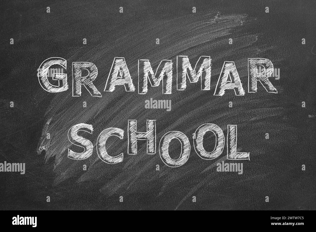 Lettering Grammar school on black chalkboard Stock Photo - Alamy