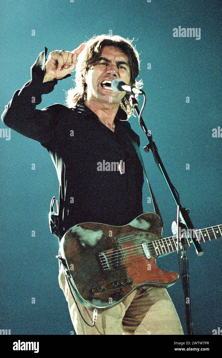 Verona Italy 10/09/1999 : Luciano Ligabue,Italian singer, during the live concert at the Arena Stock Photo