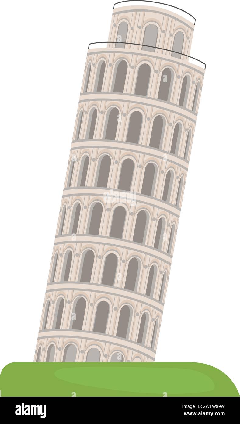 Pisa tower. Italian leaning building. Ancient architecture Stock Vector