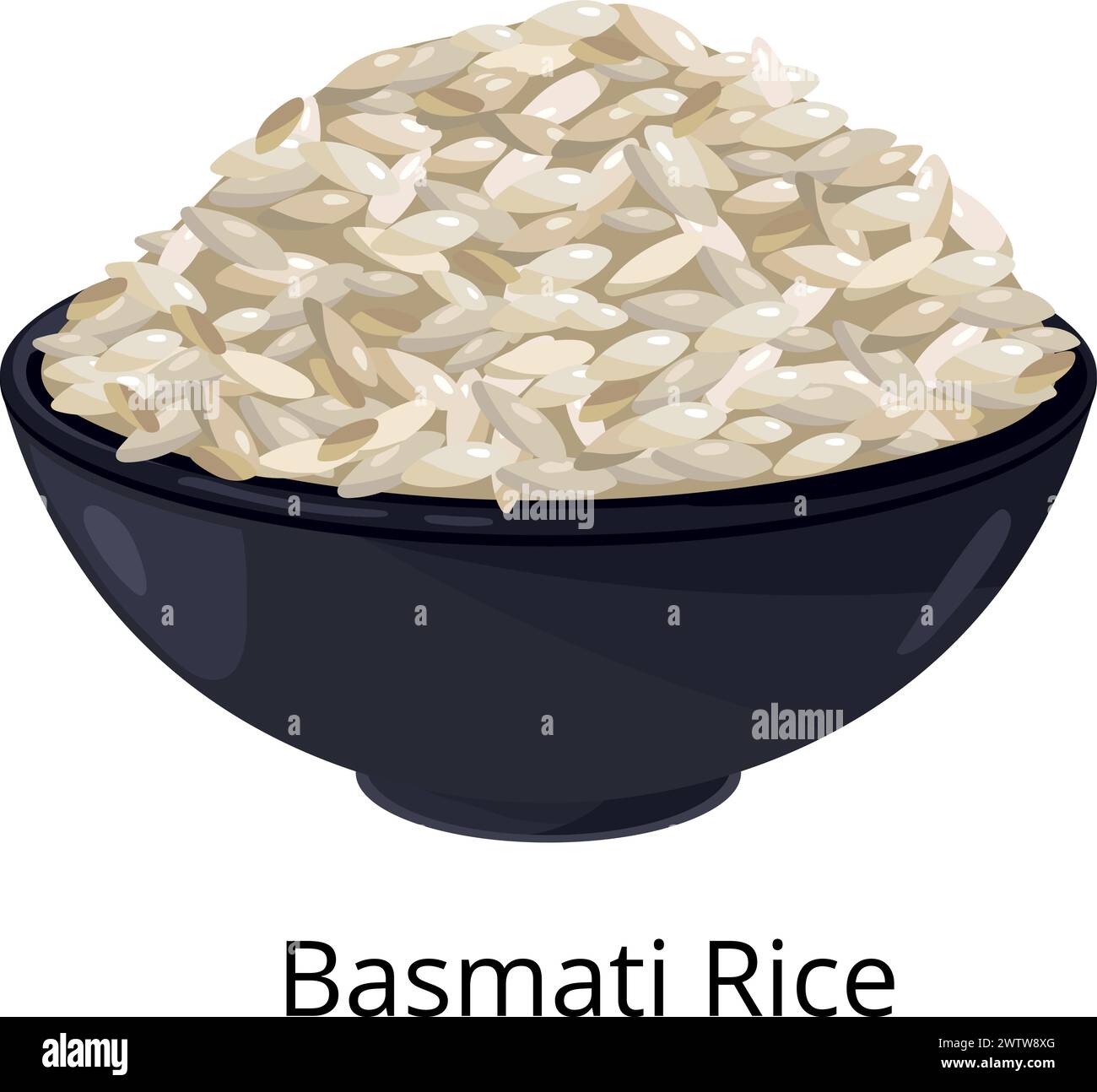 Basmati rice bowl. Dinner meal. Grain food Stock Vector