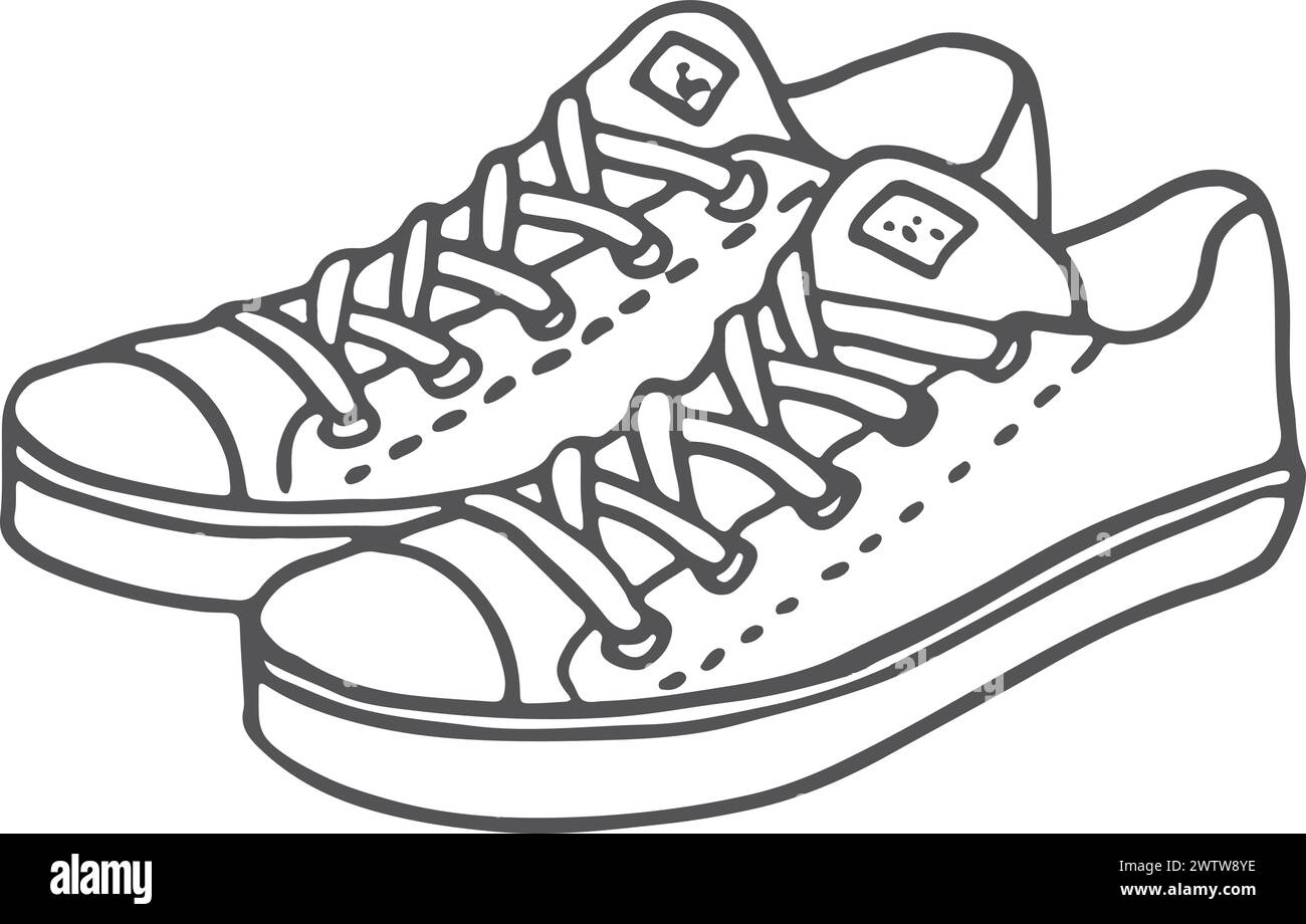 Sneakers doodle icon. Casual sport footwear sketch Stock Vector Image ...