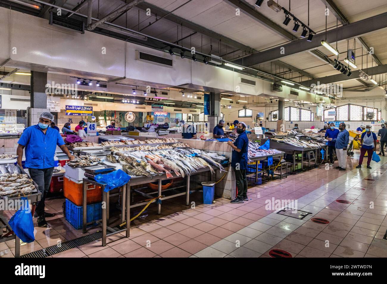 ABU DHABI, UAE OCTOBER 15, 2021 Fish stalls at Al Mina Market in Abu