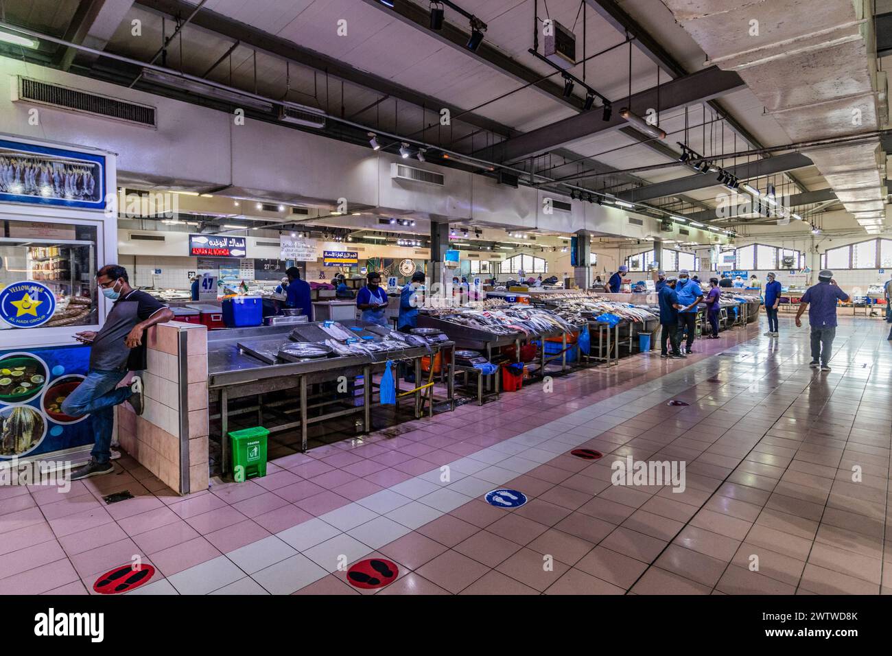 ABU DHABI, UAE OCTOBER 15, 2021 Fish stalls at Al Mina Market in Abu