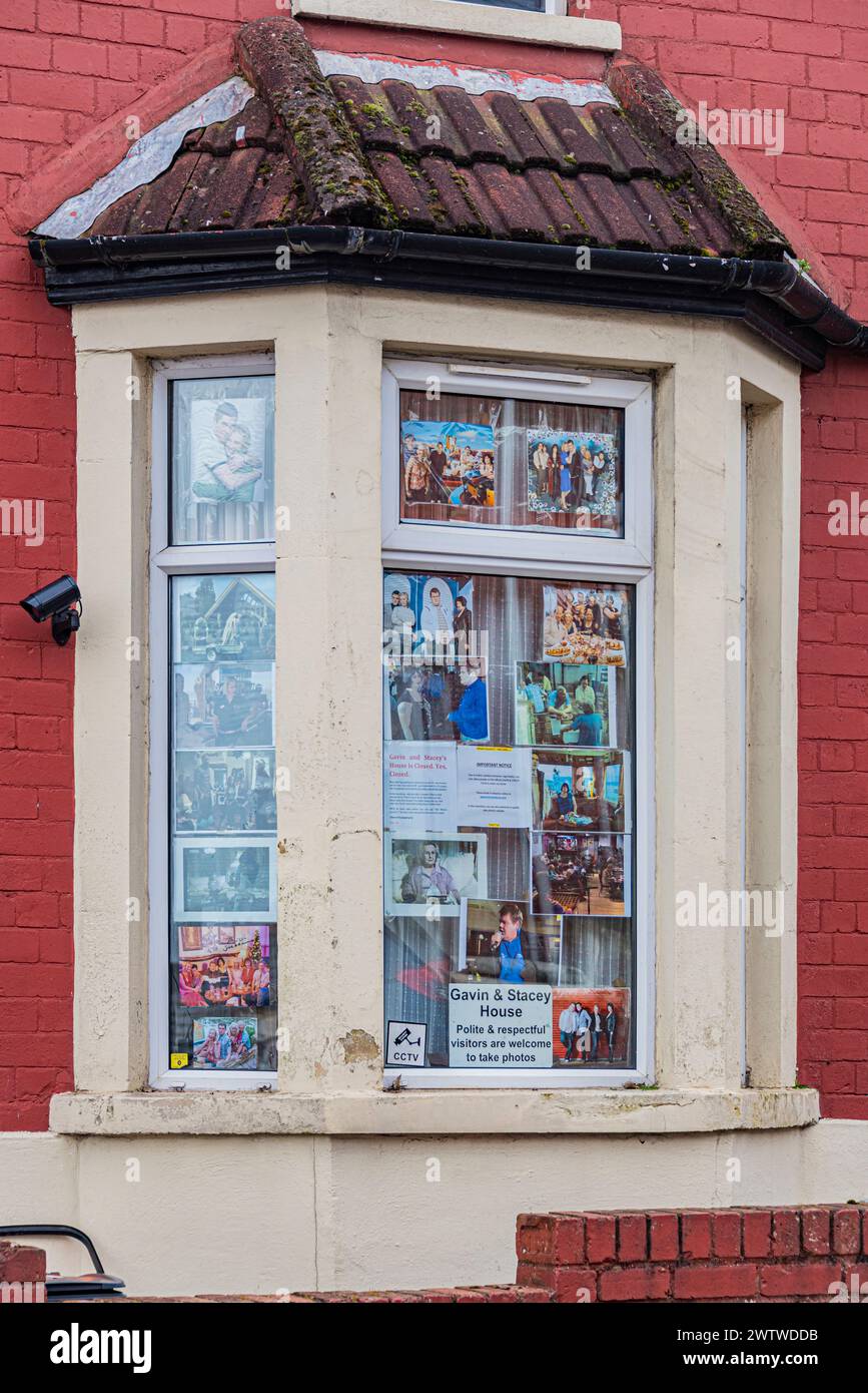 Gavin and Stacey's home on Trinity Street in the Welsh town of Barry in the Vale of Glamorgan Wales: Phillip Roberts Stock Photo