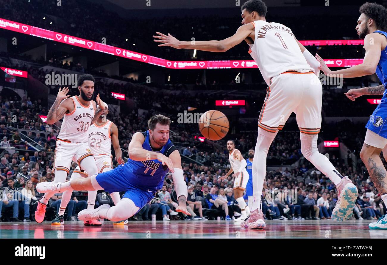Dallas Mavericks guard Luka Doncic (77) tries to pass the ball after ...
