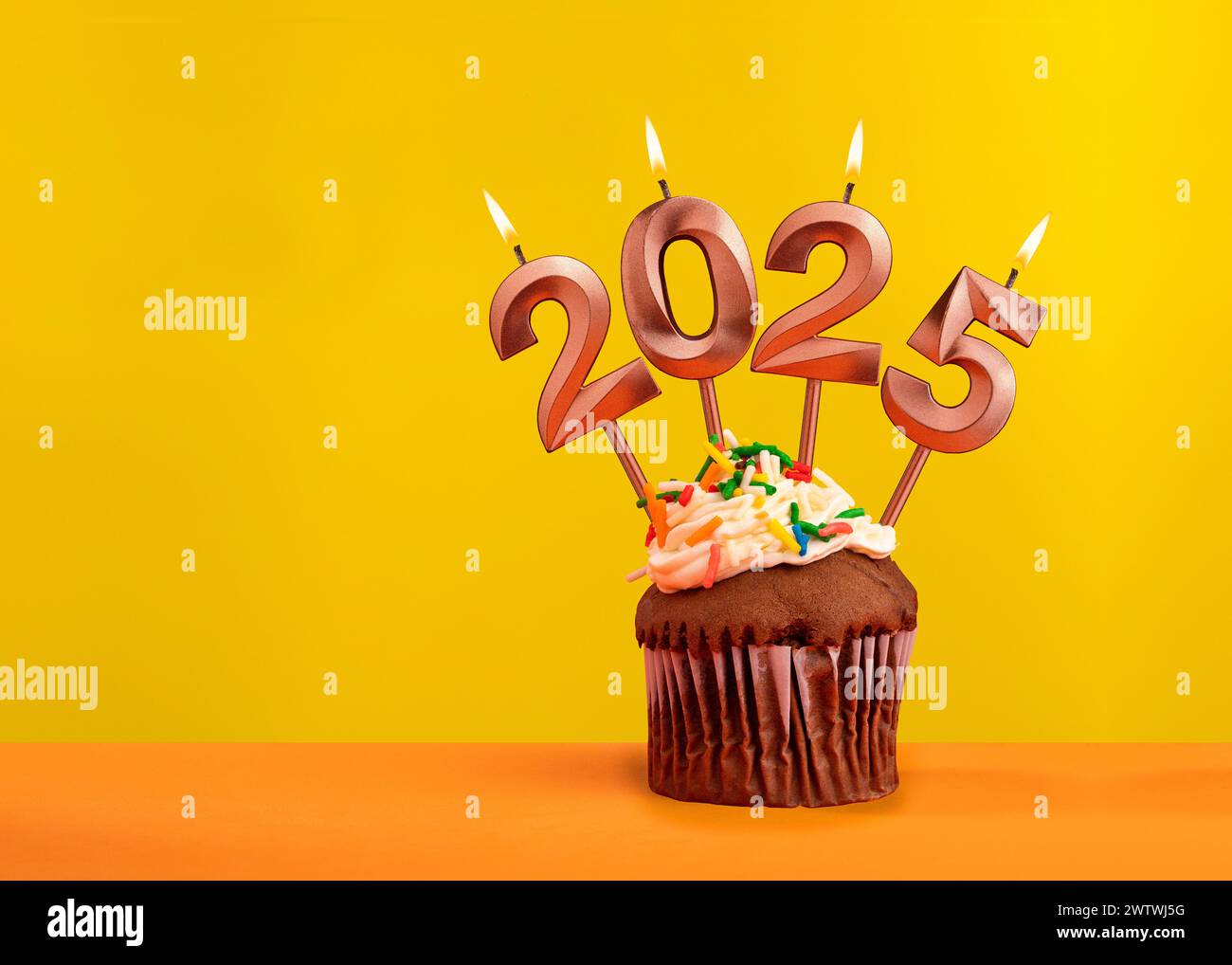 Happy New Year 2025 Candles In The Form Of Burning Numbers On A Happy New Year 2025 Candles In The Form Of Burning Numbers On A Yellow Background 2WTWJ5G