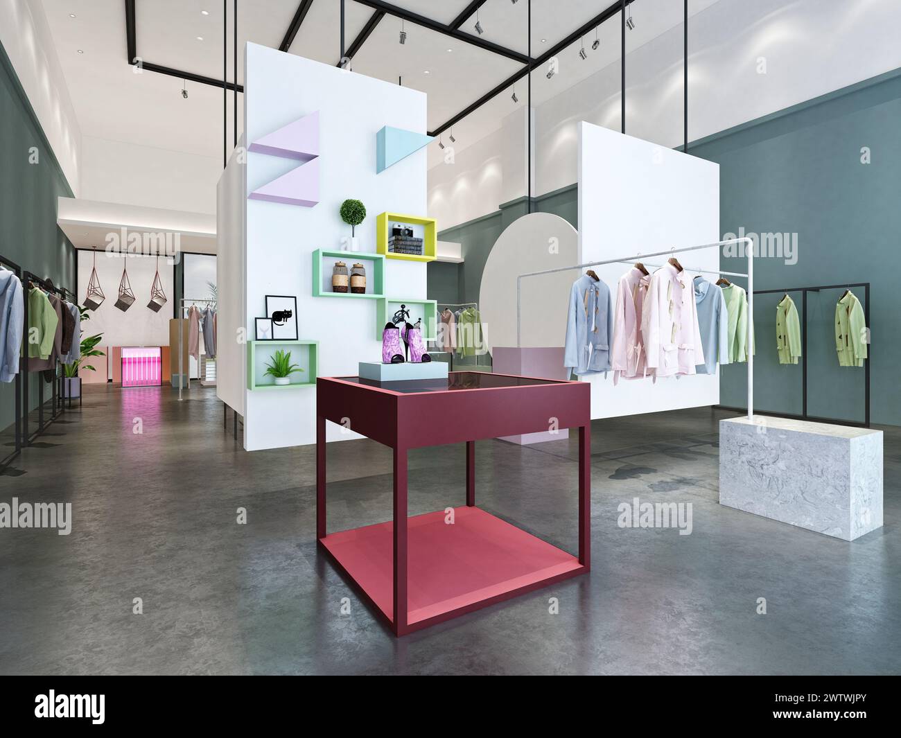 3d render fashion shop, dress store Stock Photo