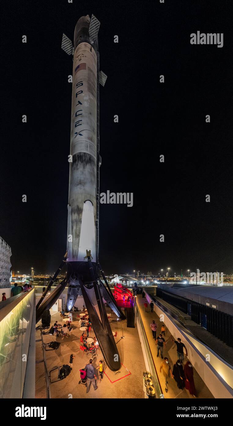Dubai Rockets DUBAI, UAE - OCTOBER 30, 2021: Falcon 9 rocket First Stage in the USA ...