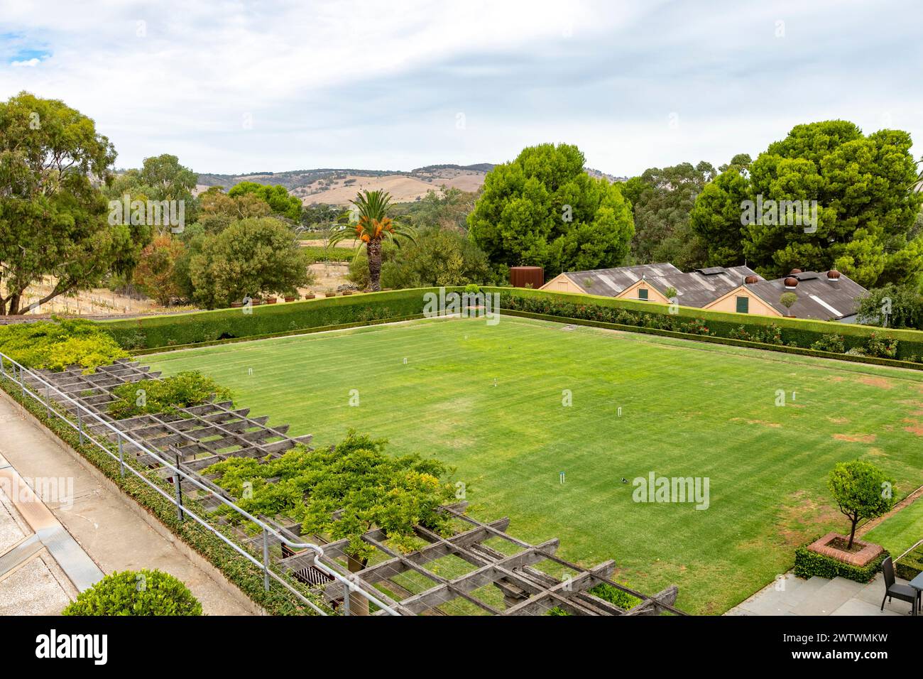Croquet lawn at Chateau Tanunda winery and estate in Barossa Valley,South Australia,2024 Stock Photo