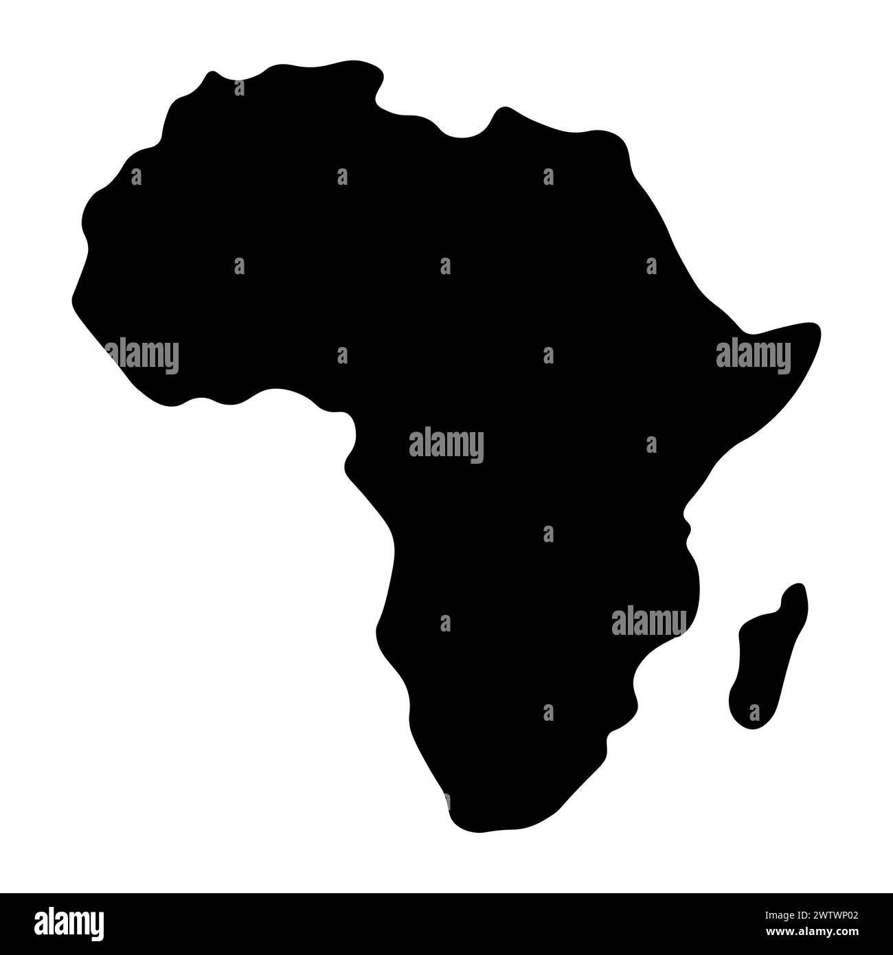 black vector africa map on white background Stock Vector