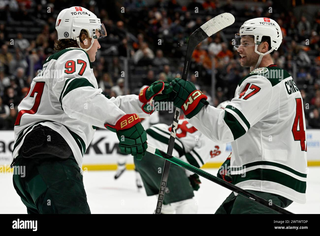 Minnesota Wild Left Wing Kirill Kaprizov (97) Celebrates With ...