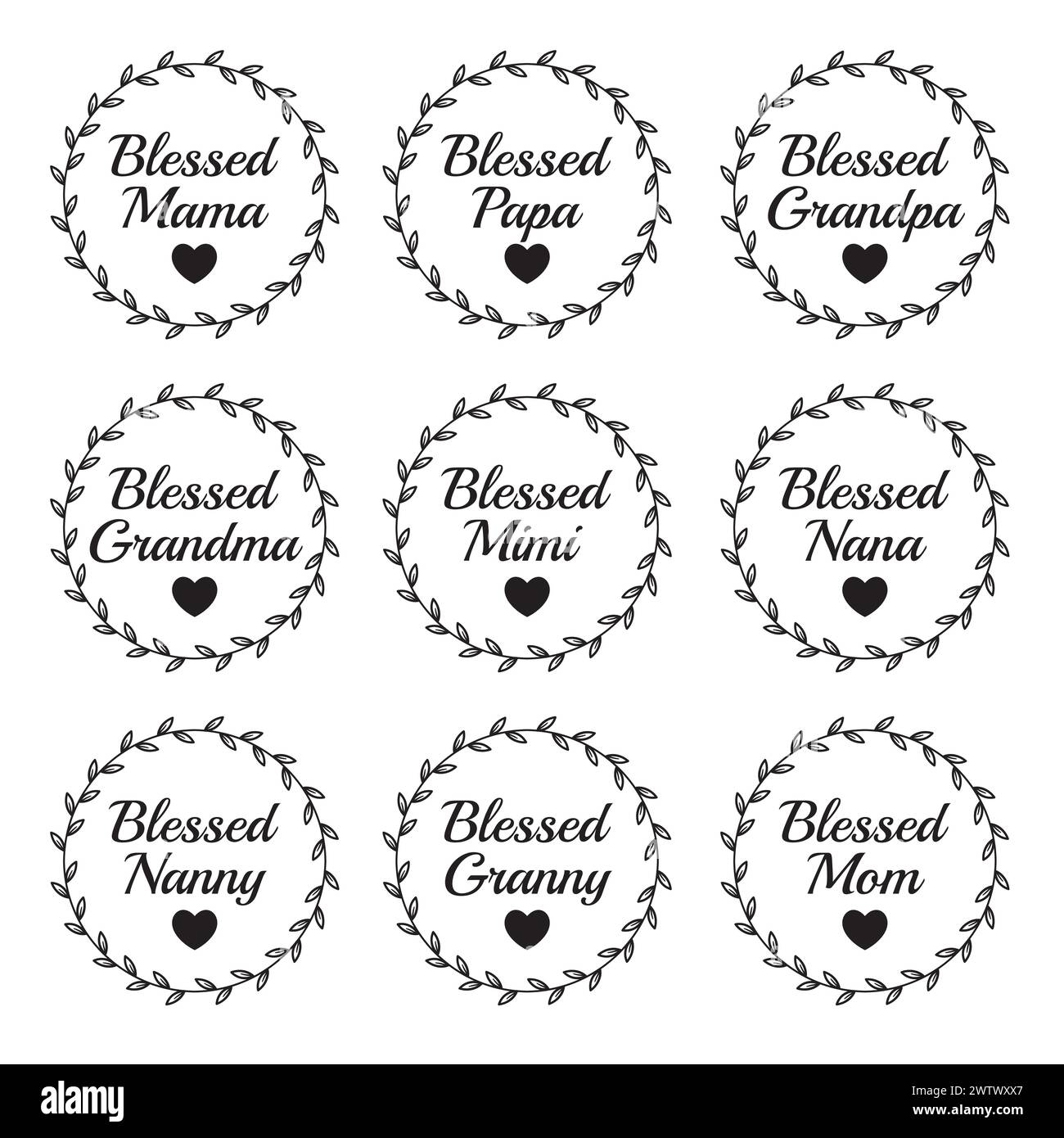 blessed mama, papa, grandpa, grandma, mimi, nana, nanny, inspirational quotes motivational typography lettering Stock Vector