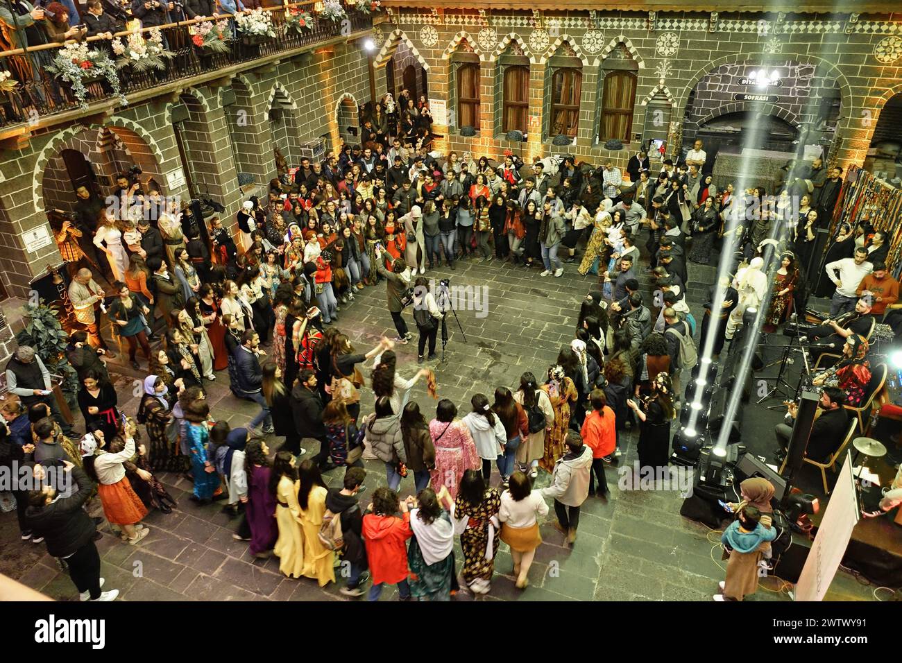 At the Newroz celebration, hundreds of people, mostly women, are seen ...