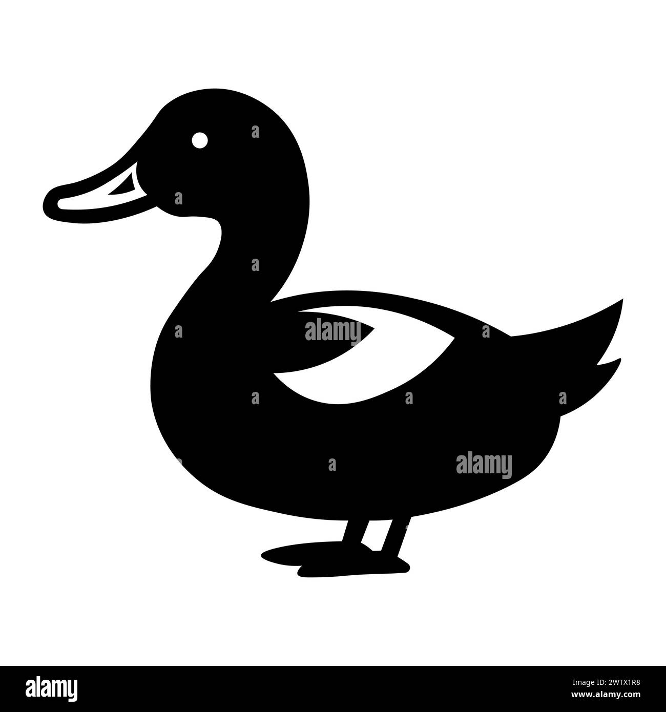 black vector duck icon on white background Stock Vector