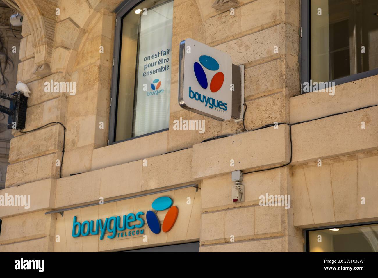 Bordeaux , France -  03 17 2024 : Bouygues telecom logo text and sign brand on shop facade phone french operator store Stock Photo