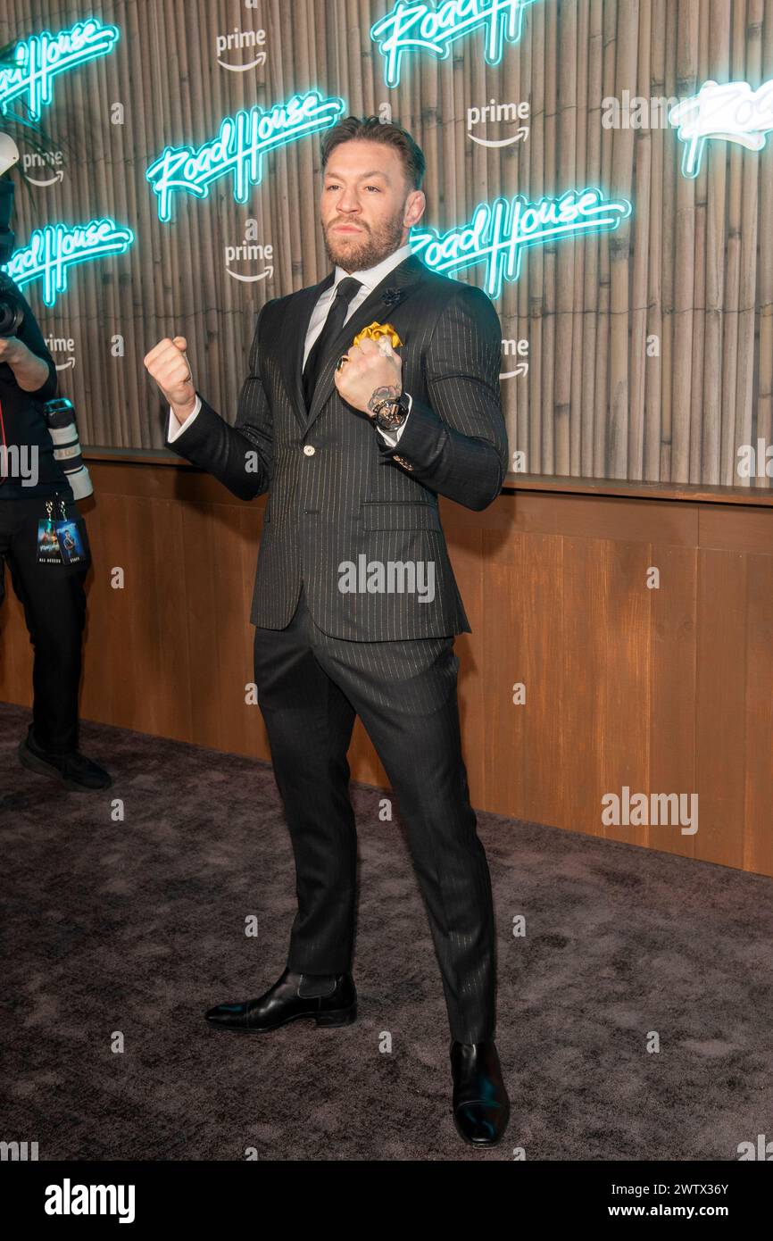New York, United States. 19th Mar, 2024. NEW YORK, NEW YORK - MARCH 19: Conor McGregor attends the 'Road House' New York Premiere at Jazz at Lincoln Center on March 19, 2024 in New York City. Credit: Ron Adar/Alamy Live News Stock Photo