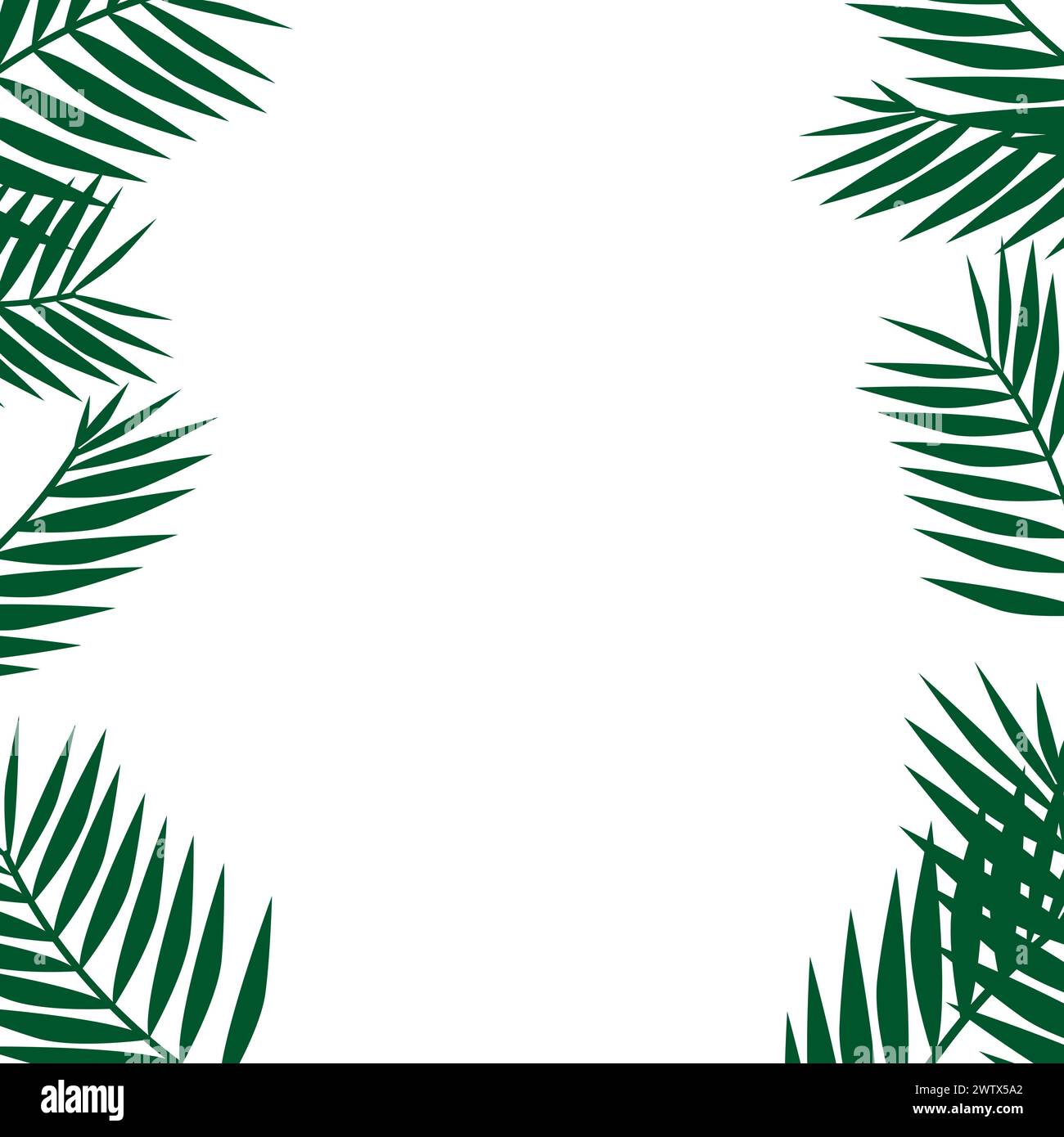 Green exotic leaves frame. Tropical square border Stock Vector Image ...