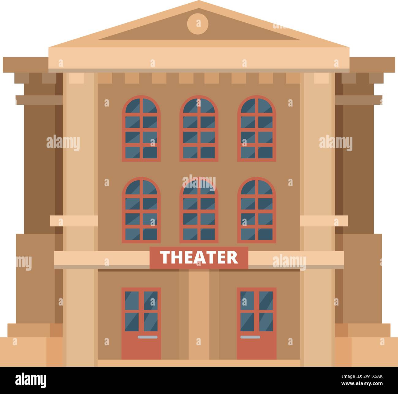 Theater facade. Urban culture landmark color icon Stock Vector Image ...