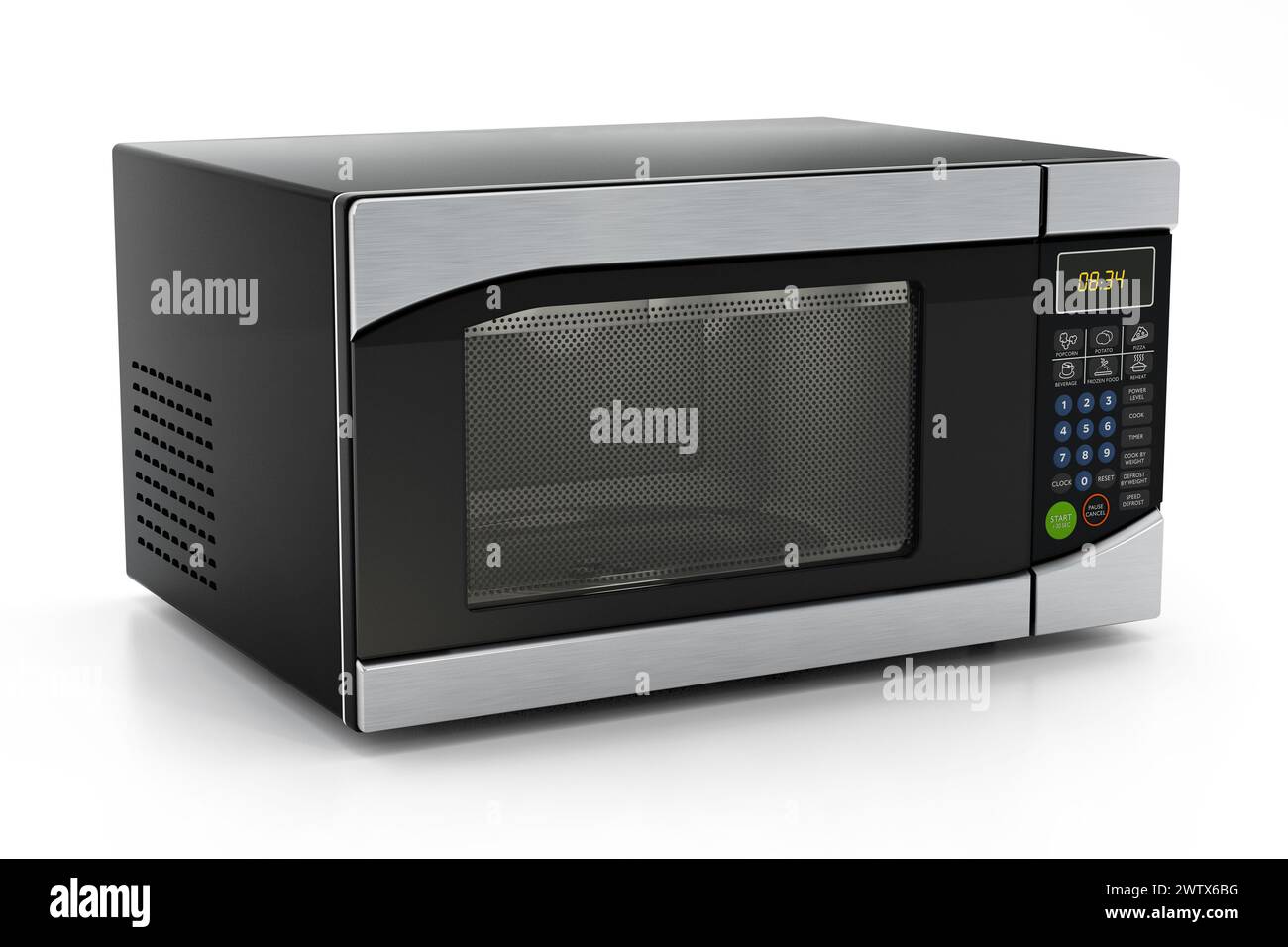 Microwave oven isolated on white background. 3D illustration. Stock Photo