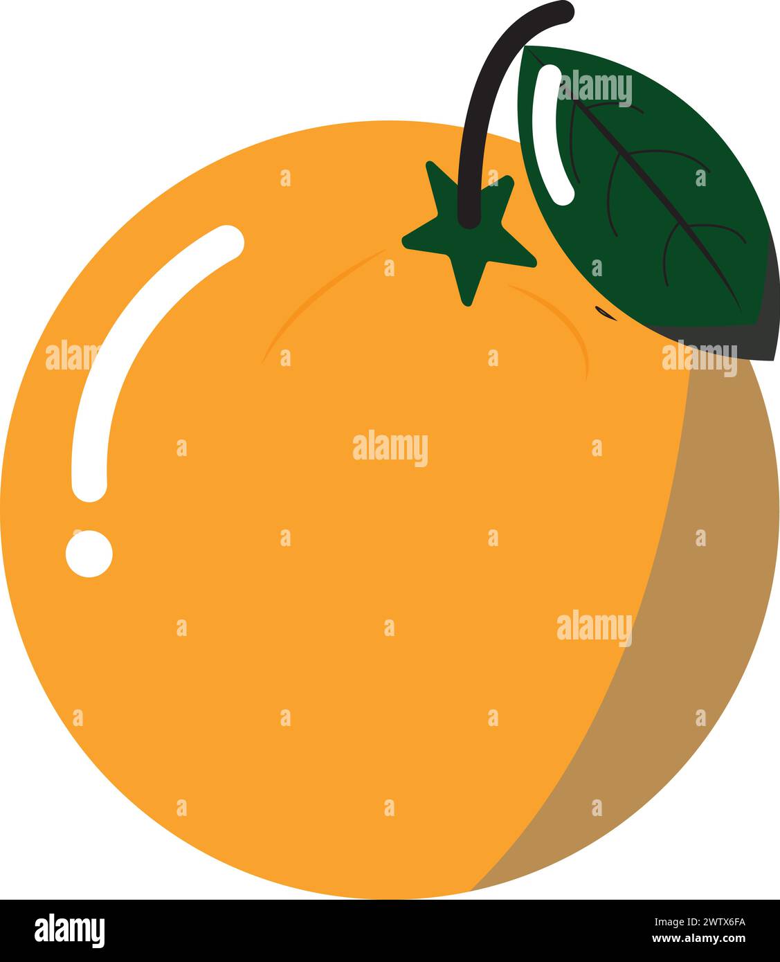 Orange vector fruit. Fresh orange icon. Fruit citrus with slices. Isolated on white. Stock Vector