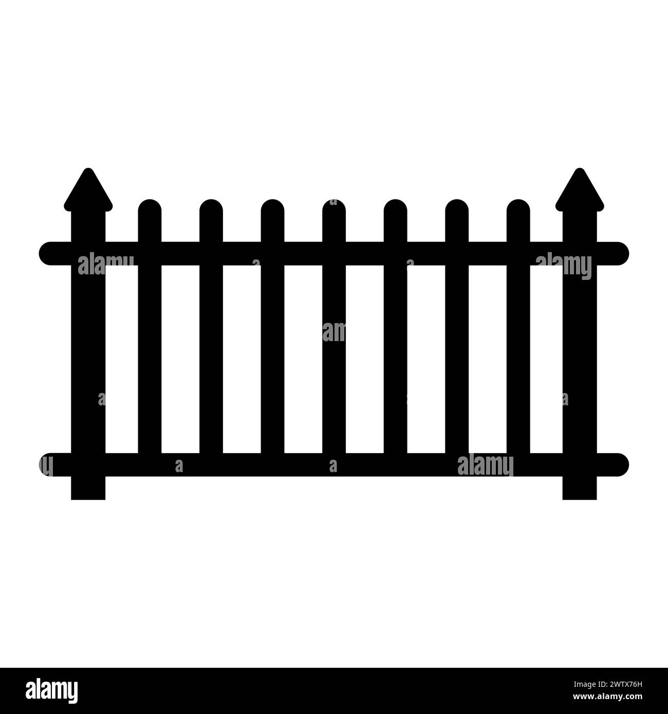 black vector fence icon on white background Stock Vector