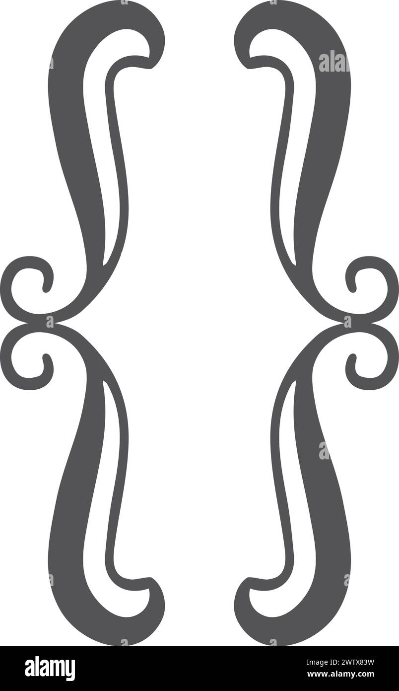 Curly braces. Decorative calligraphic element. Black brackets Stock Vector