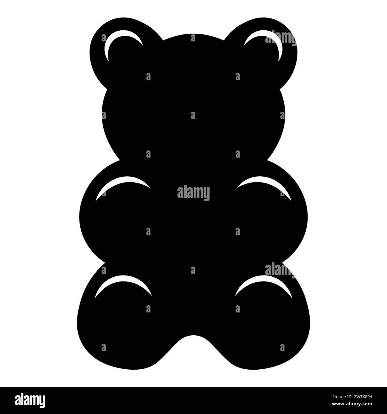 black vector gummy bear icon on white background Stock Vector