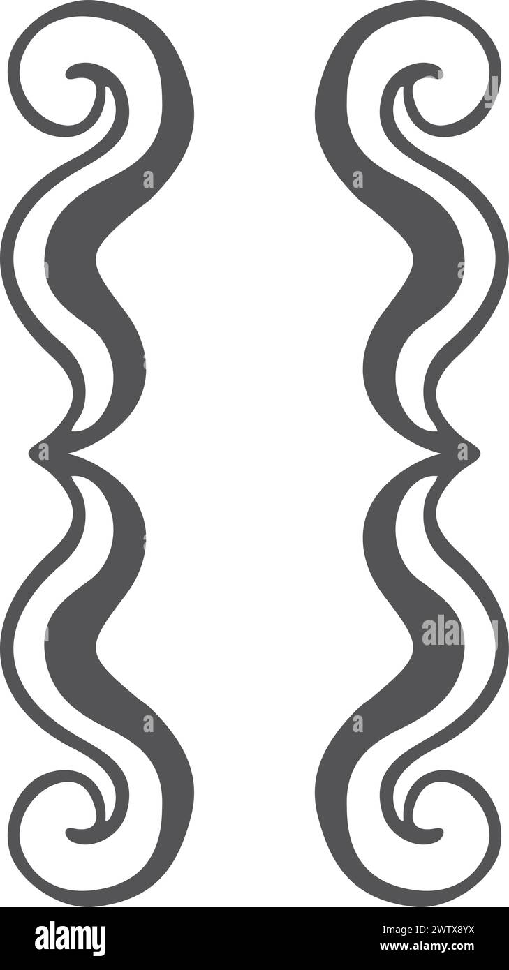 Curly brackets element. Black decorative ornate braces Stock Vector