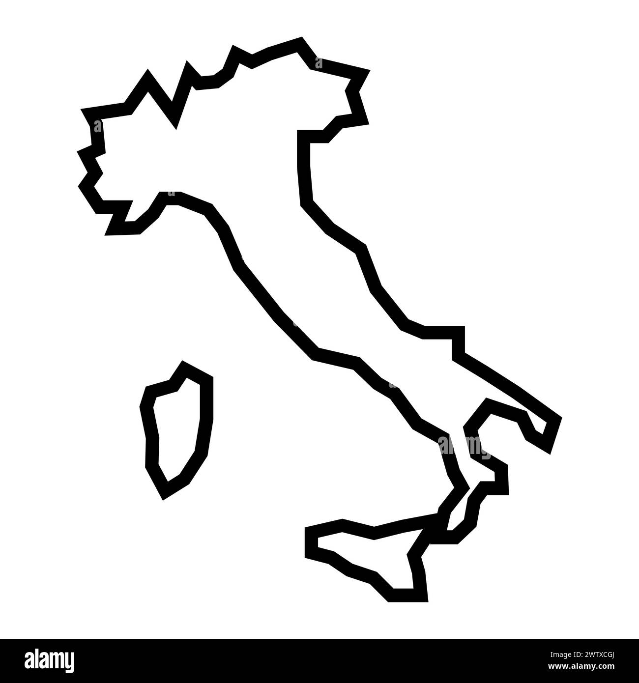 black vector italy outline map on white background Stock Vector