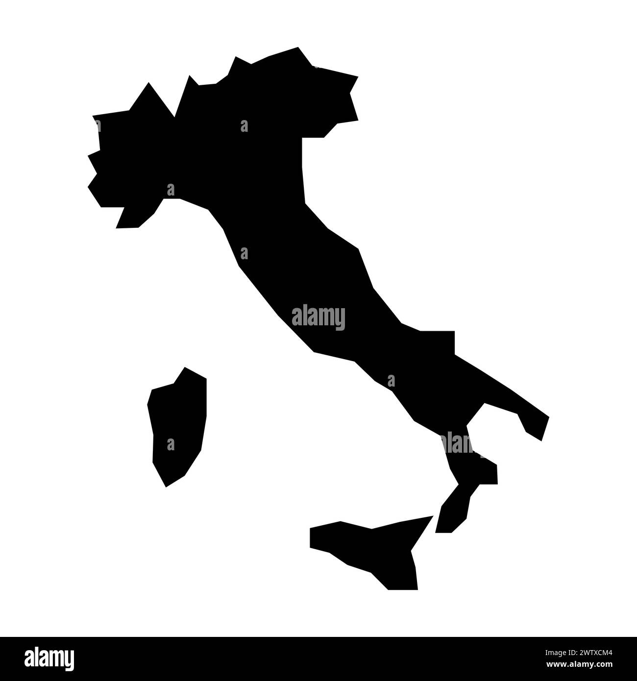 black vector italy map on white background Stock Vector