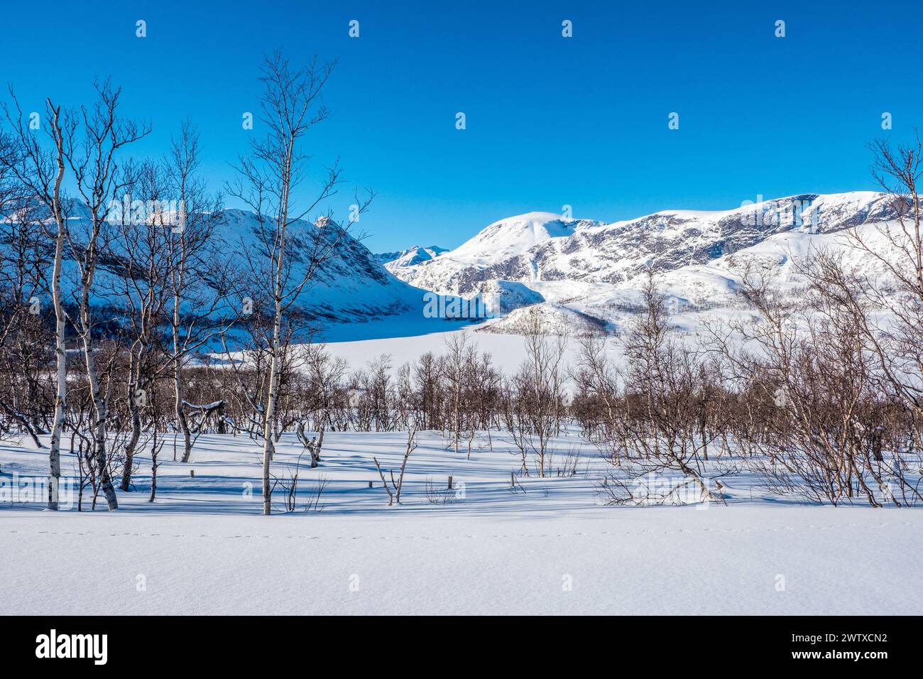 Winter mountain scenery in the Jotunheim, Norway Stock Photo