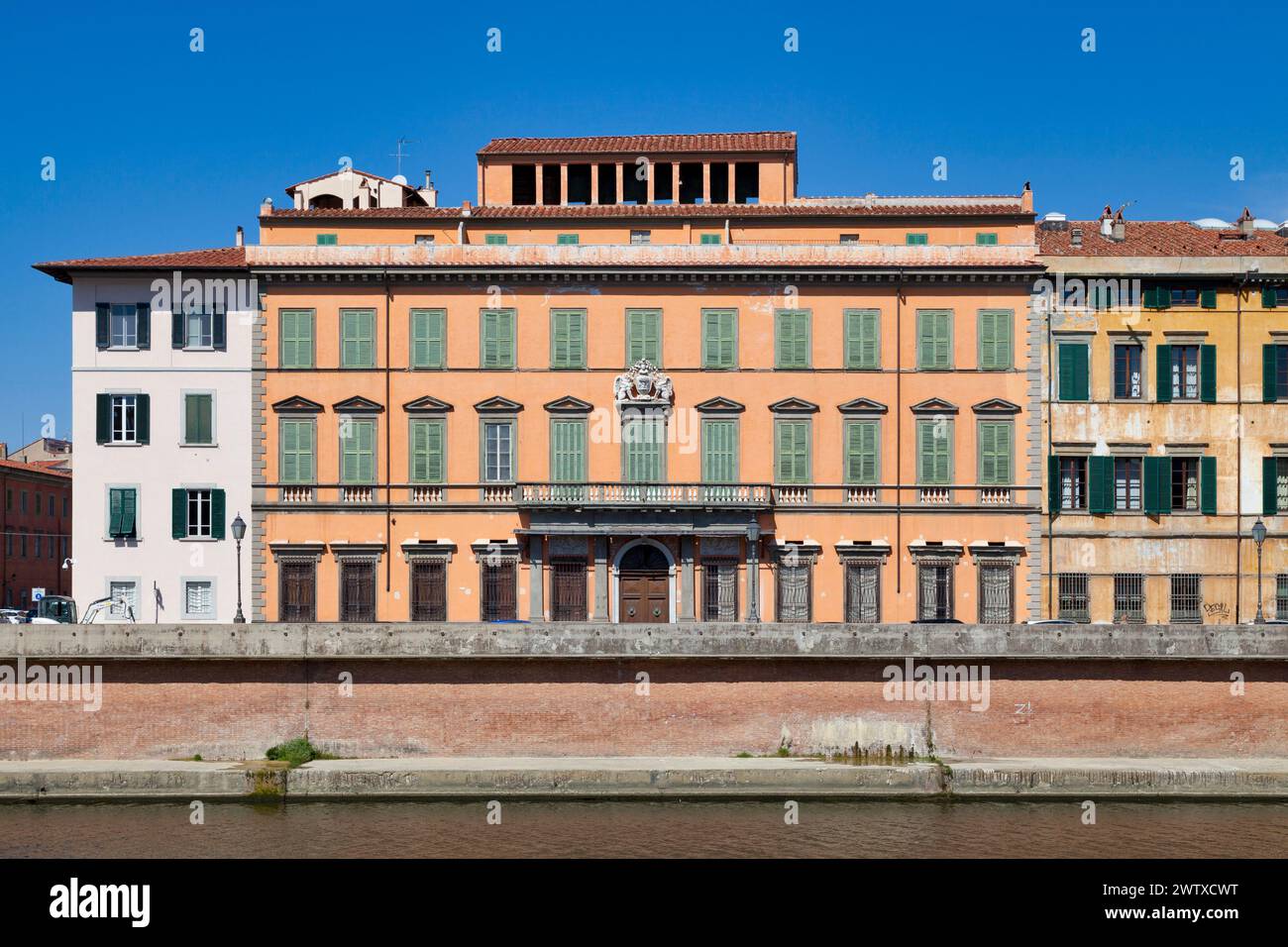 Pisa, Italy - March 31 2019: The Palazzo Prini-Aulla is a palace located on the right bank of the city. Stock Photo