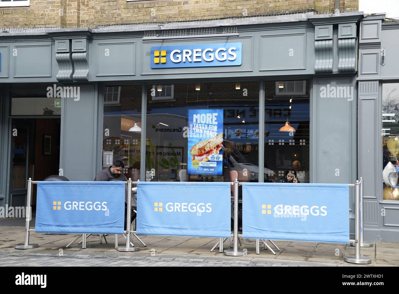 An open Greggs shop Windsor. Greggs stores across the UK have been hit by technical issues preventing them from accepting payments, forcing some to close. Picture date: Wednesday March 20, 2024. Stock Photo