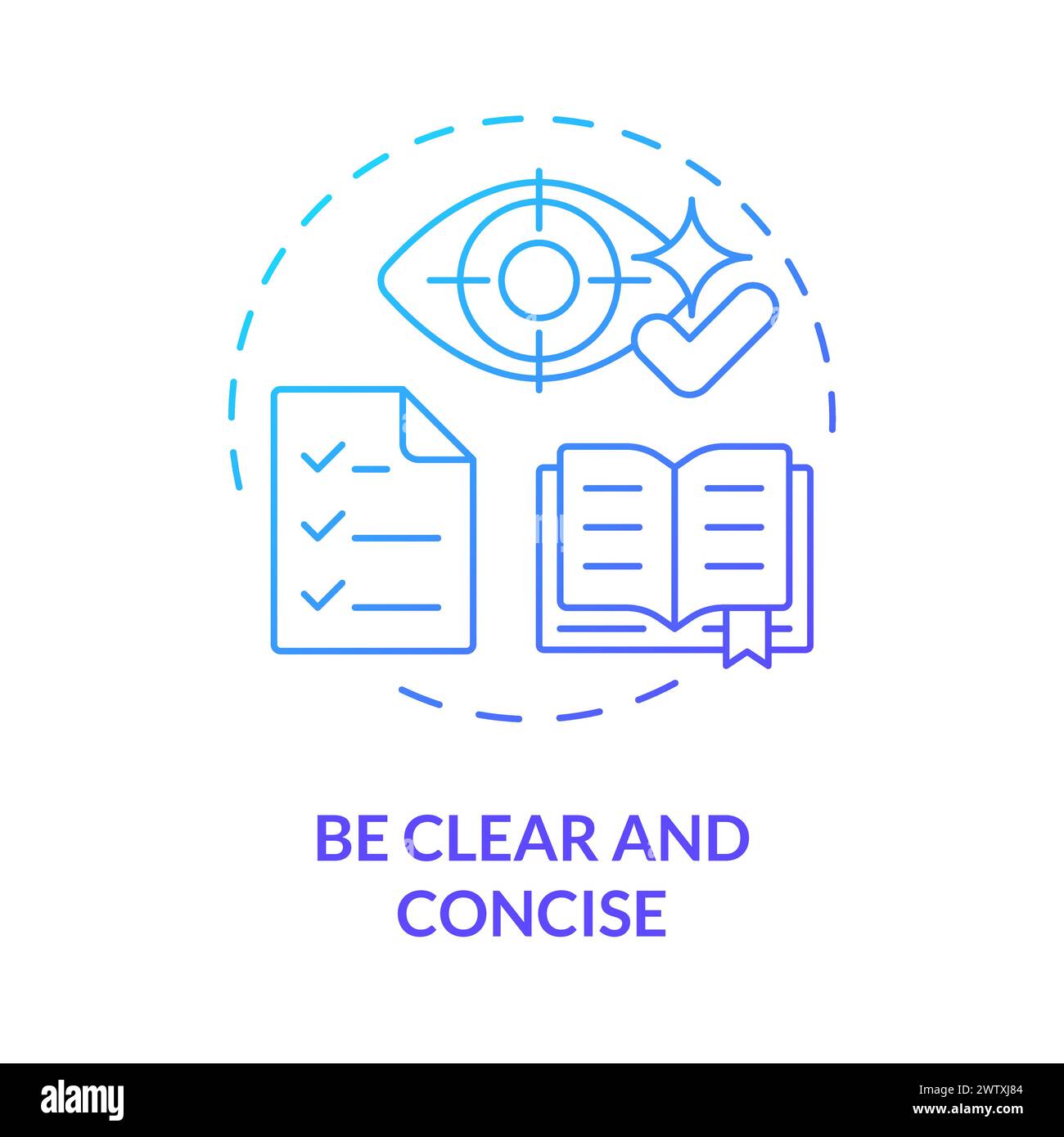 Be clear and concise blue gradient concept icon Stock Vector