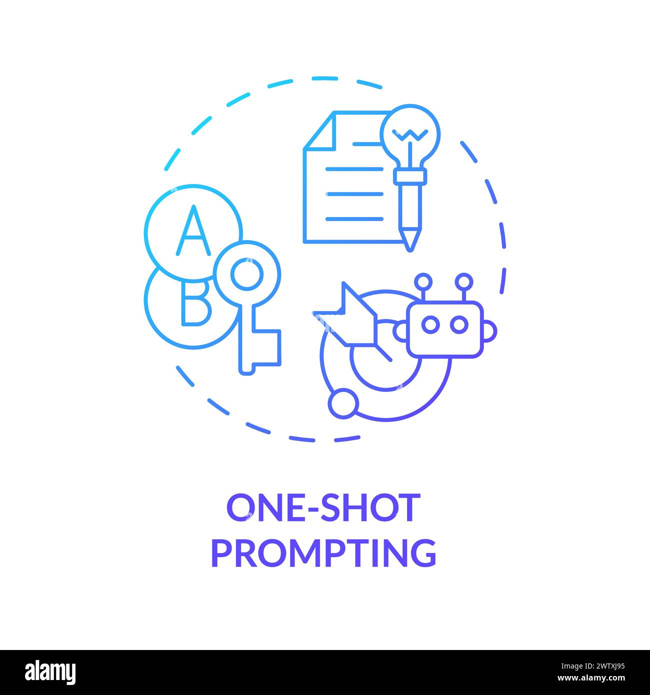 One shot prompting blue gradient concept icon Stock Vector