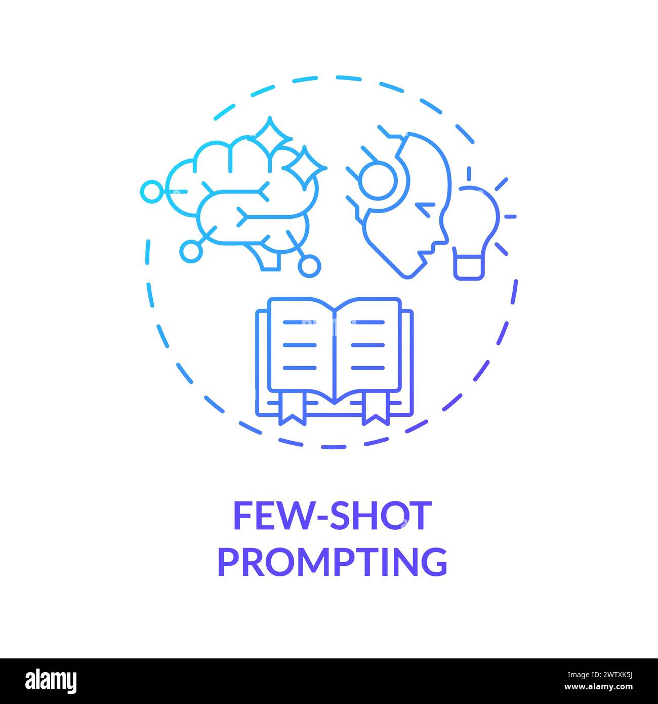 Few shot prompting blue gradient concept icon Stock Vector