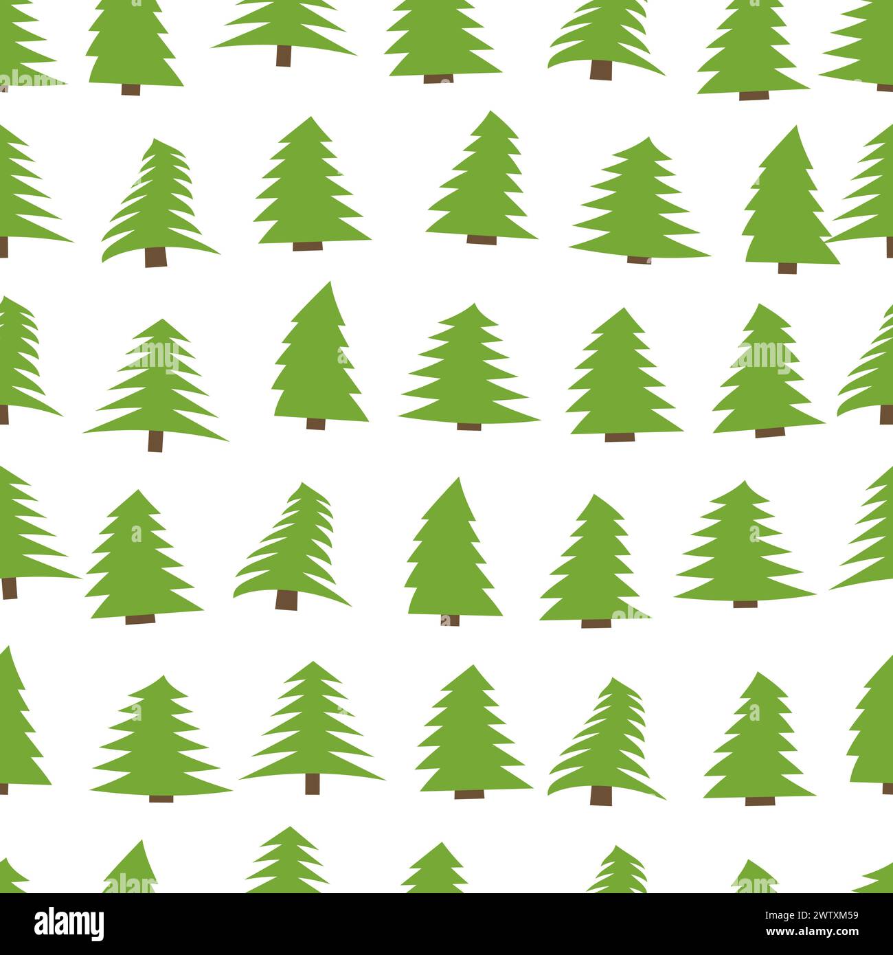 Seamless pattern with spruces on white background. Vector illustration Stock Vector