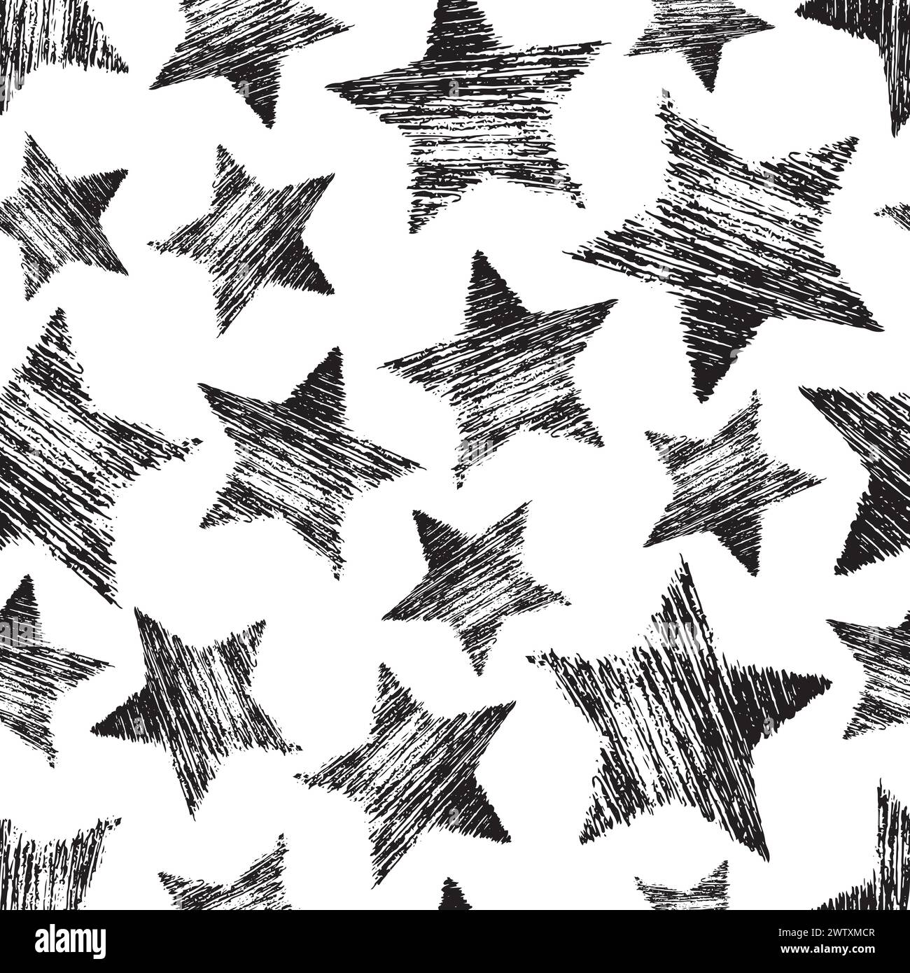 Seamless Pattern with hand drawn black Stars. Abstract grunge texture ...