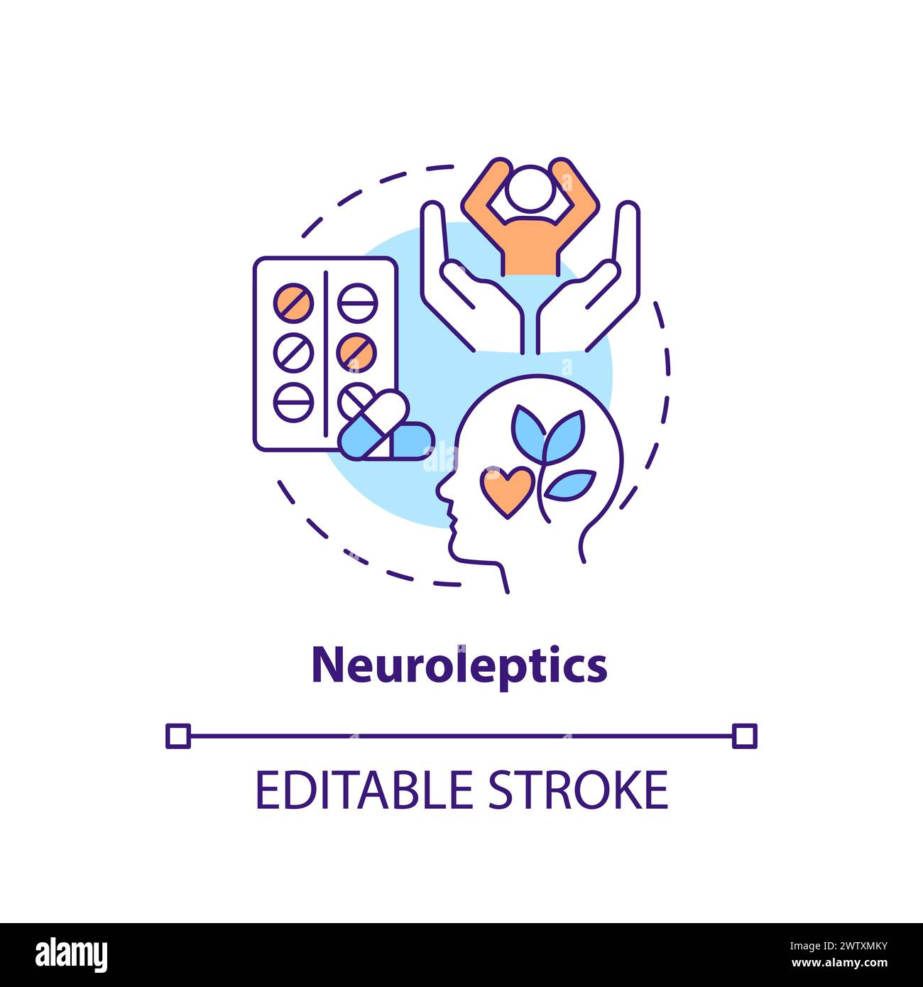 Neuroleptics medication multi color concept icon Stock Vector