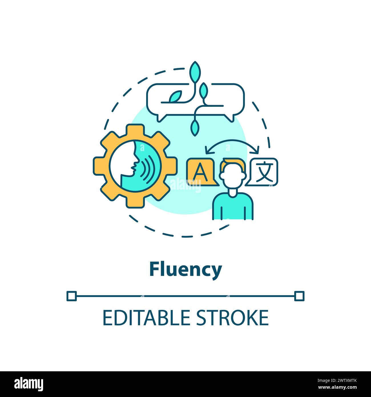 Fluency, language proficiency multi color concept icon Stock Vector