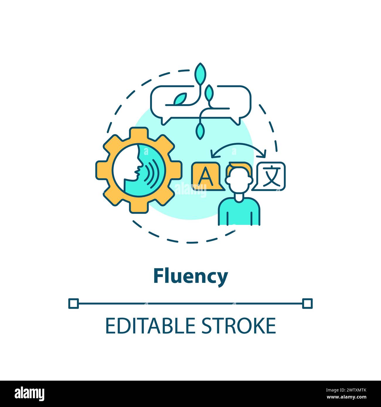 Fluency, language proficiency multi color concept icon Stock Vector ...