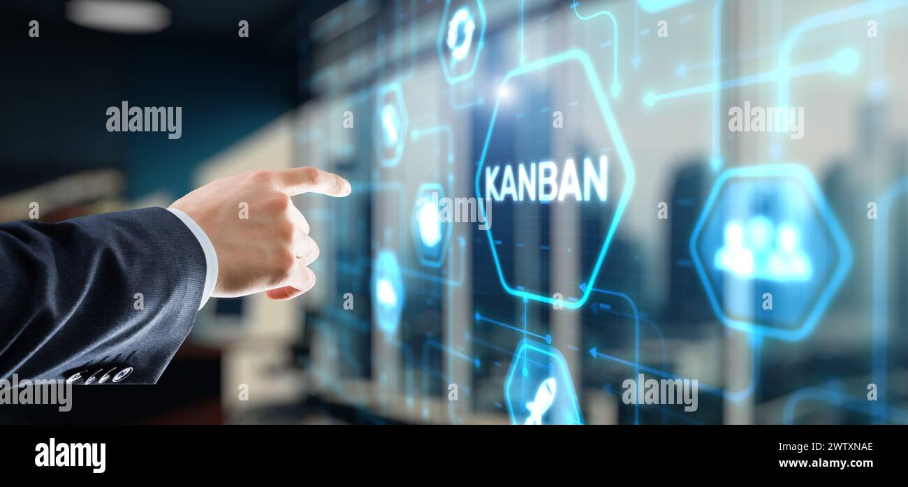 Kanban Management of work processes business process optimisation. Stock Photo