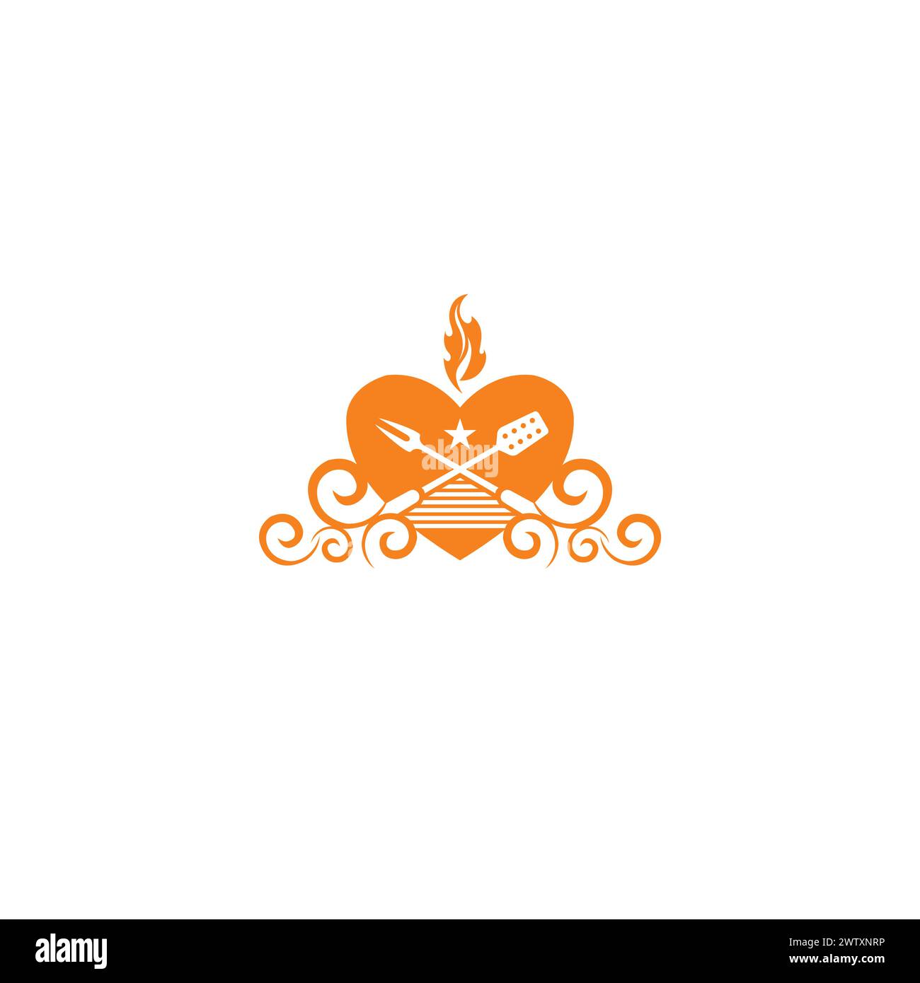 Love Grill Logo. restaurant logo Stock Vector
