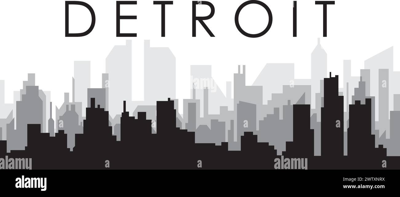 Cityscape skyline panorama of DETROIT, UNITED STATES Stock Vector