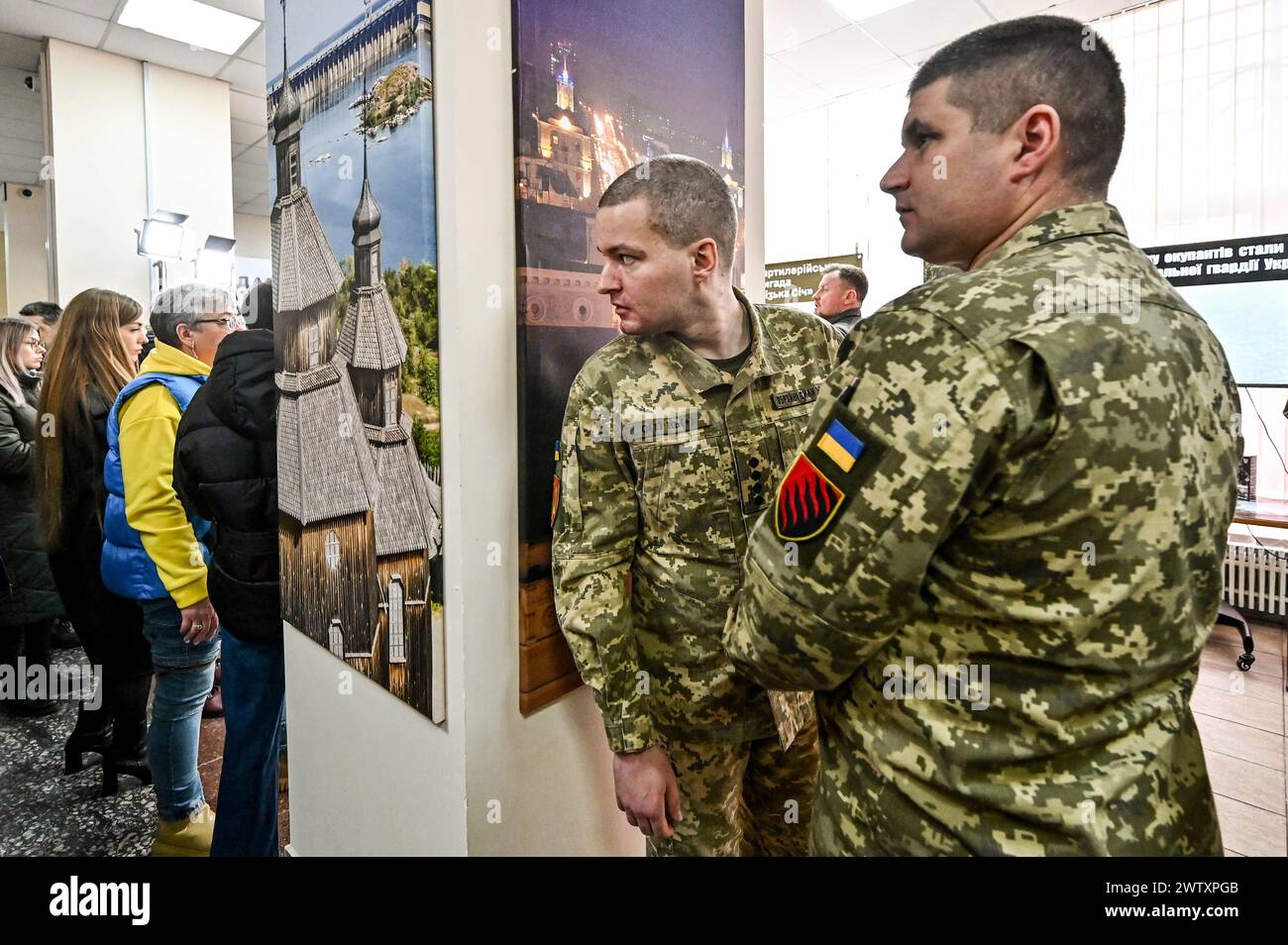 Non Exclusive: ZAPORIZHZHIA, UKRAINE - MARCH 19, 2024 - During the opening of the second Ukrainian army recruitment center, Zaporizhzhia, south-easter Stock Photo