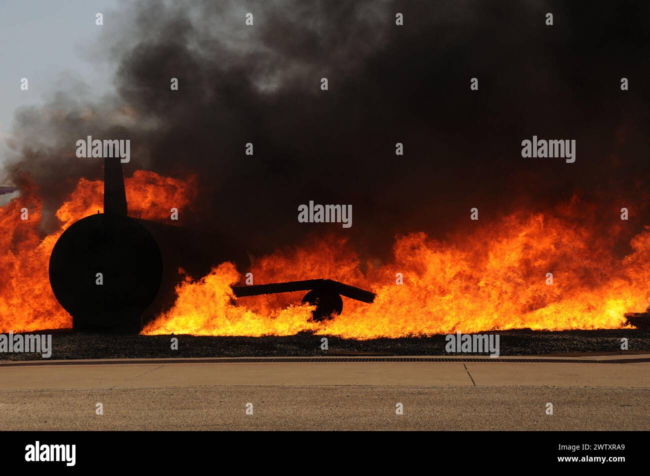 Plane Crash Simulator Burning Stock Photo