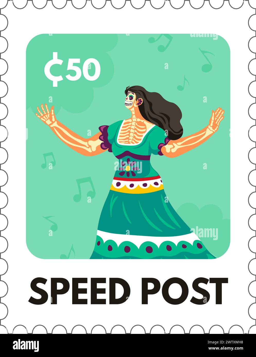 Traditional Dancer Speed Post Stamp Stock Vector Image & Art - Alamy