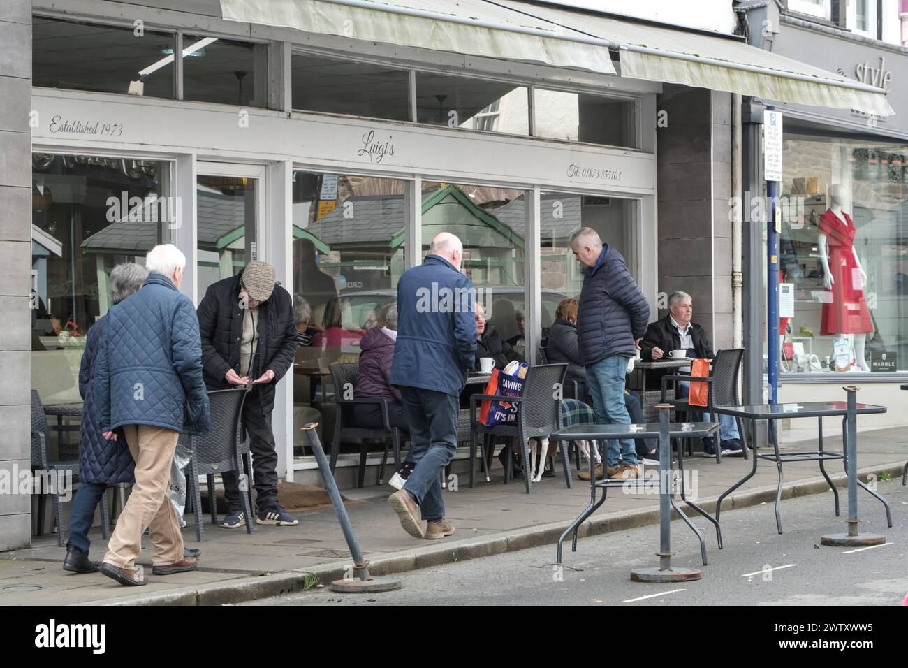 Around Abergavenny a market town in Monmouthshire Wales UK Old people at Luigis Cafe Stock Photo