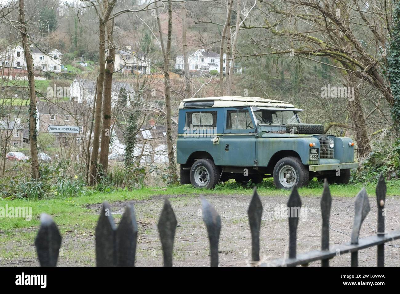 Around Redbrook a small village in the Wye Valley in Gloucestershire UK 1966 Model Series II Land Rover Stock Photo